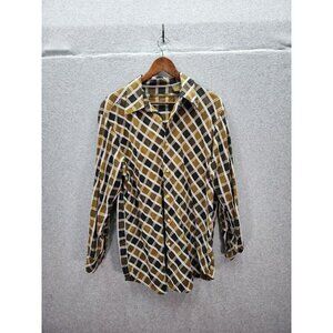 Psudo Men’s Button Down Blue Plaid Long Sleeve Shirt Size XL